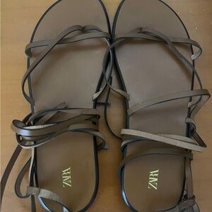 Zara Tan Strappy Sandals